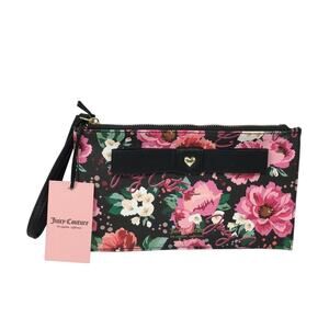 Women's Juicy Couture Peek a Bow Floral Wristlet, Size OS - Pick Ur Petal Black